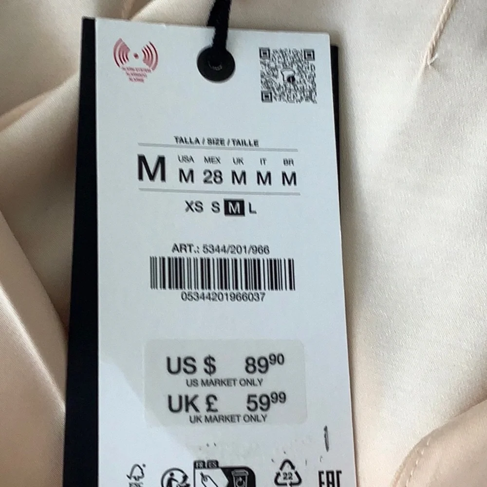 Zara Cream Satin Button-Front Blouse